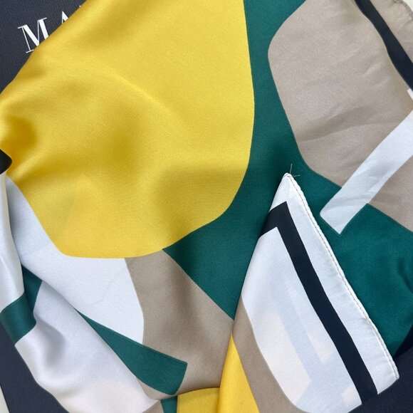 ⭐Geometric Abstract Silky Elegant Bandana Square Scarf Yellow Green Bold Modern - Picture 6 of 7